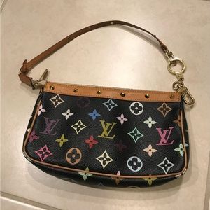 *SOLD* LOUIS VUITTON TAKASHI MURAKAMI BLACK MONOGRAM MULTICOLOR POCHETTE VINTAGE
